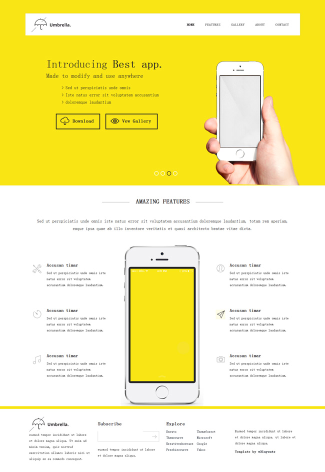 黄色风格手机app官网模板