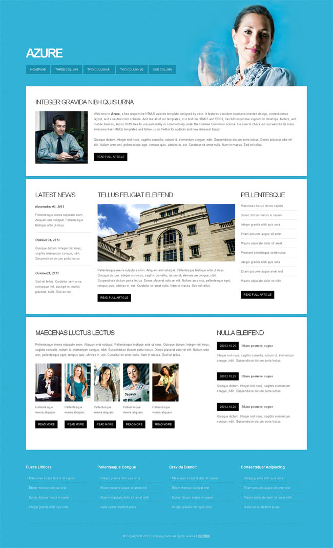 蓝色商务html5网站模板
